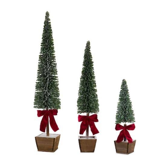 20.75", 31", & 39" Unlit Artificial Potted Christmas Tree Set By Melrose | Michaels®